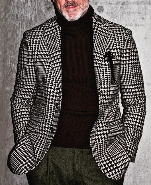 Houndstooth Pattern Single Breasted Casual Blazer